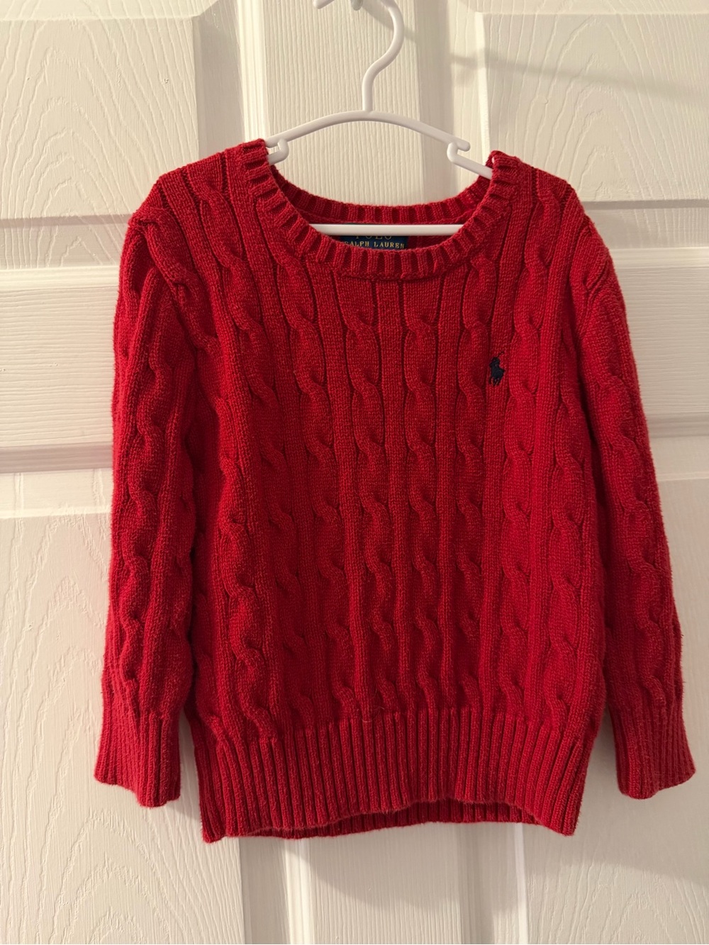 Ralph Lauren Red Cable Knit Sweater 3/3T